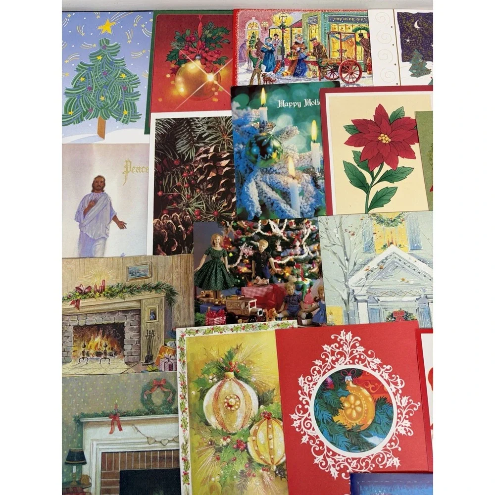 Vintage Christmas Cards Fronts ONLY Traditional Scrapbooking Decoupage Lot 50+